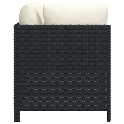 Garden Sofa Set Black PE rattan, steel, 100% polyester Medium