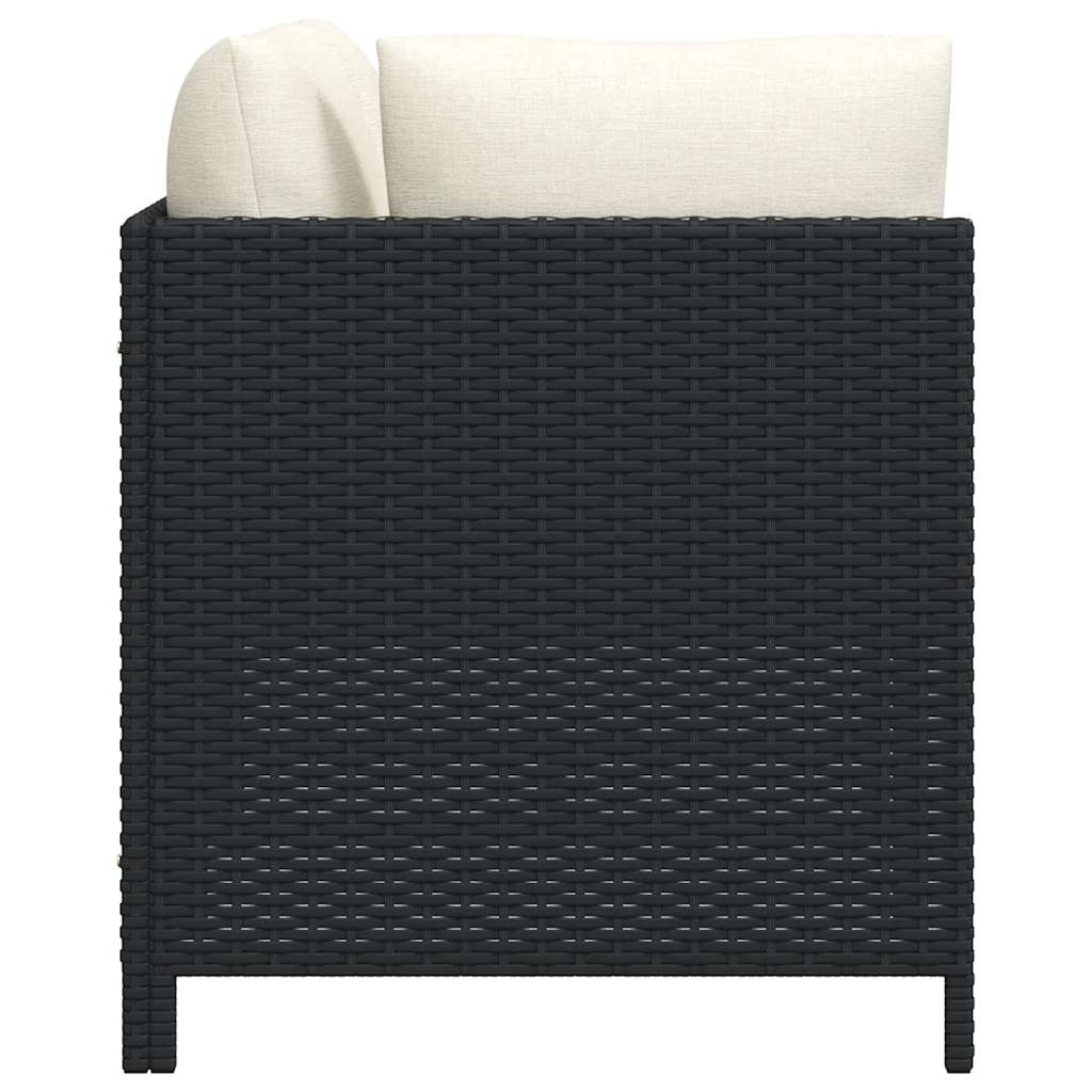 Garden Sofa Set Black PE rattan, steel, 100% polyester Medium