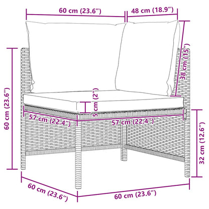 Garden Sofa Set Black PE rattan, steel, 100% polyester Medium