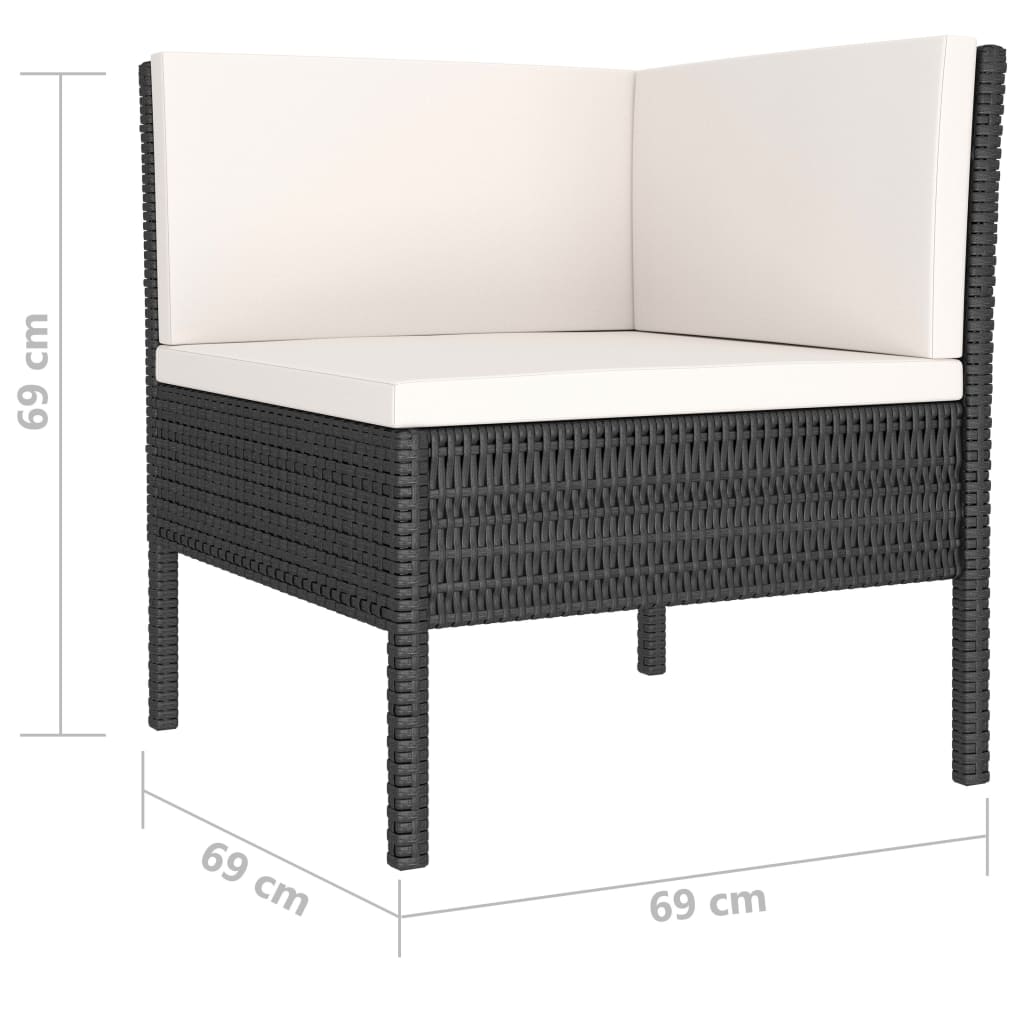 Garden Furniture Set Black and Cream White