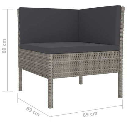 Garden Furniture Set Grey PE rattan, powder-coated steel, polyester