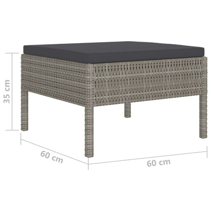 Garden Furniture Set Grey PE rattan, powder-coated steel, polyester