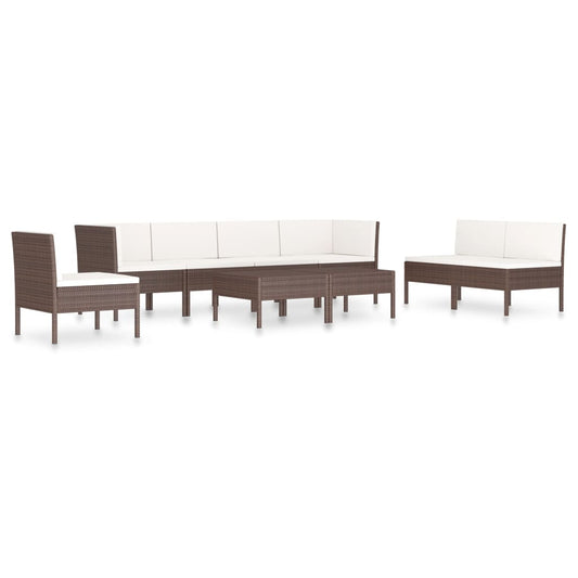 Garden Furniture Set Brown Poly Rattan 9-piece set Modular