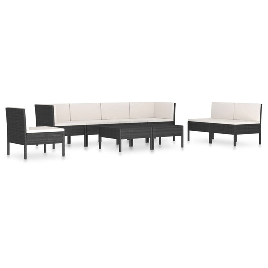 Garden Furniture Set Black and Cream White