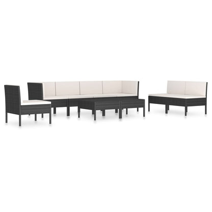 Garden Furniture Set Black and Cream White