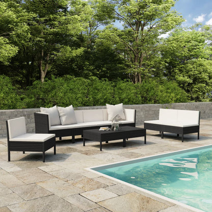 Garden Furniture Set Black and Cream White