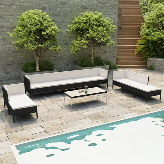 Garden Furniture Set Black, Cream White