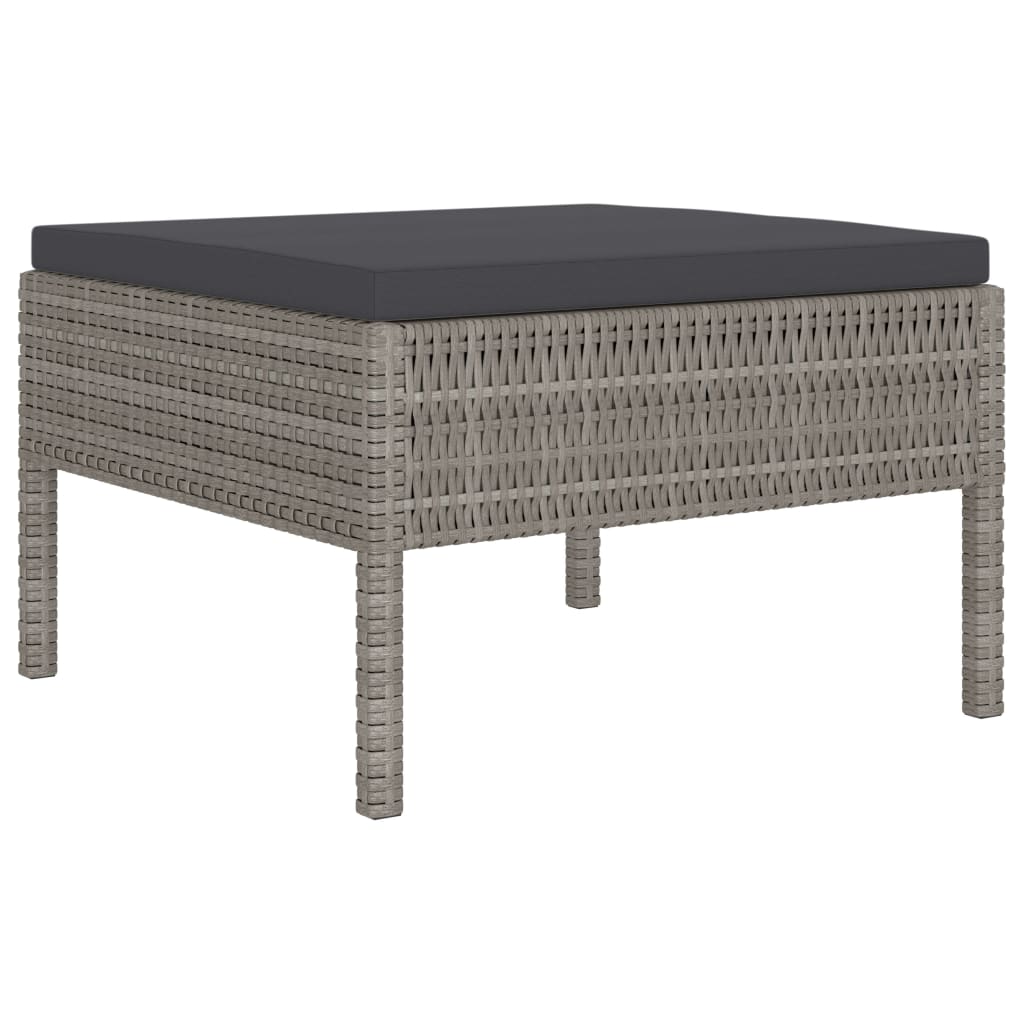 Garden Furniture Set Grey Poly Rattan, Powder-Coated Steel, Polyester