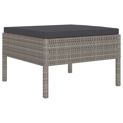 Garden Furniture Set Grey Poly Rattan, Powder-Coated Steel, Polyester