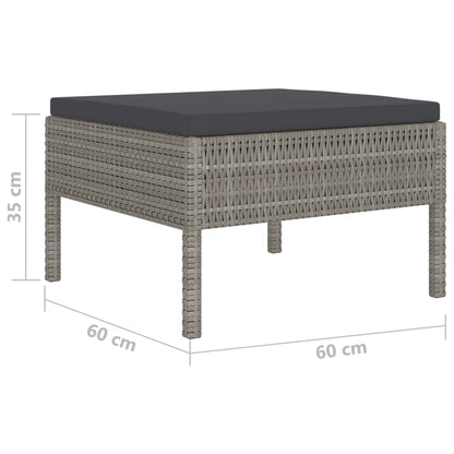 Garden Furniture Set Grey Poly Rattan, Powder-Coated Steel, Polyester