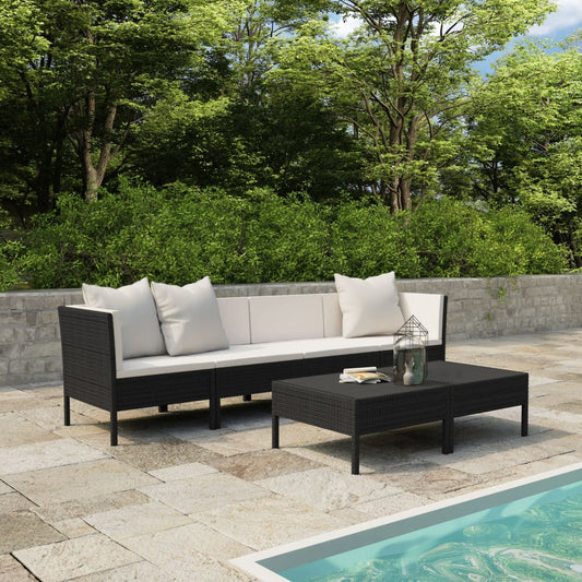 Garden Furniture Set Black PE rattan 27.2 in Seats Many