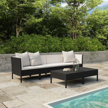 Garden Furniture Set Black PE rattan 27.2 in Seats Many