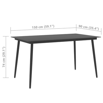 Garden Table Black Powder-coated steel, glass 59.1 x 35.4 x 29.1 in