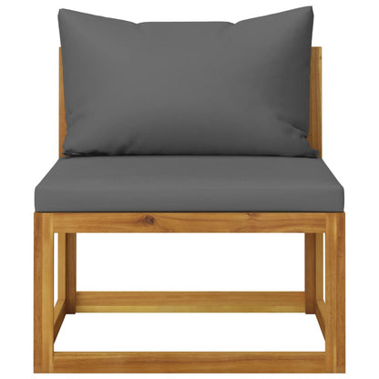 Garden Lounge Set Dark Gray Solid Acacia Wood and Polyester Large