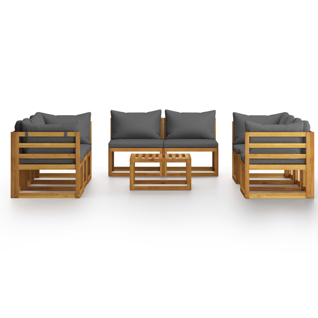 Garden Lounge Set Dark Grey Solid Acacia Wood 9 Piece Modular