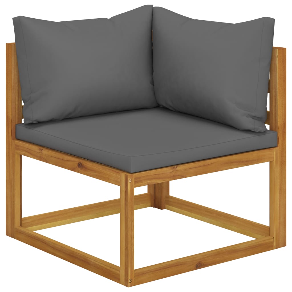 Garden Lounge Set Dark Grey Solid Acacia Wood 9 Piece Modular