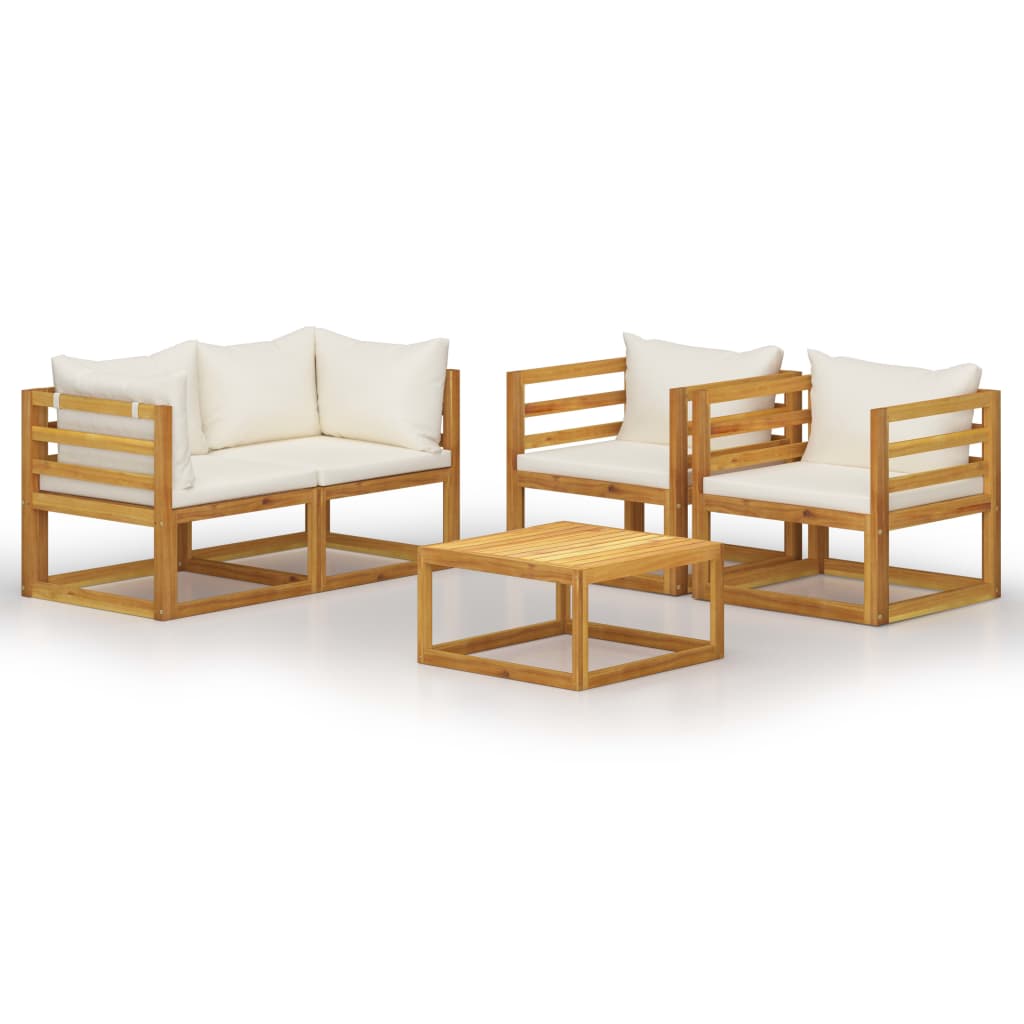 Garden Lounge Set Cream, Wood finish