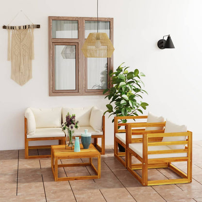 Garden Lounge Set Cream, Wood finish