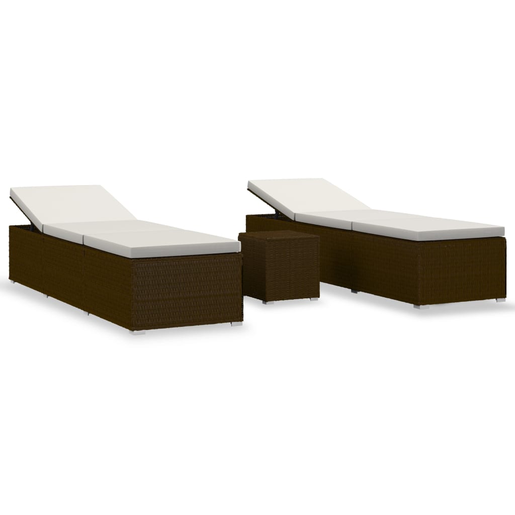 Sun Lounger Brown PE Rattan Standard Foldable Sun Lounger