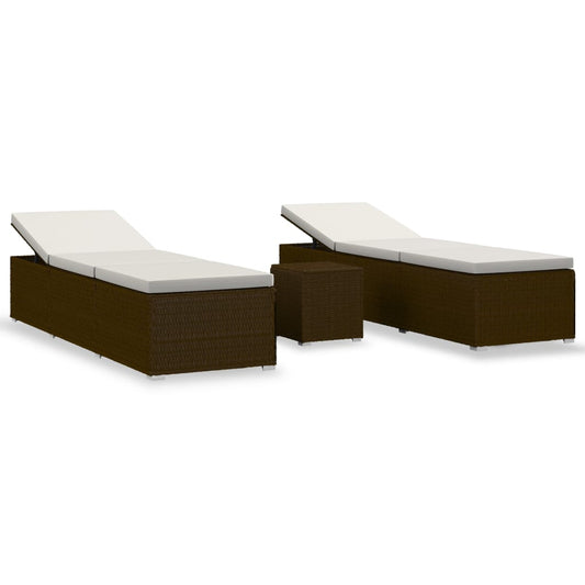 Sun Lounger Brown PE Rattan Standard Foldable Sun Lounger