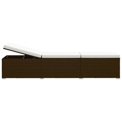 Sun Lounger Brown PE Rattan Standard Foldable Sun Lounger