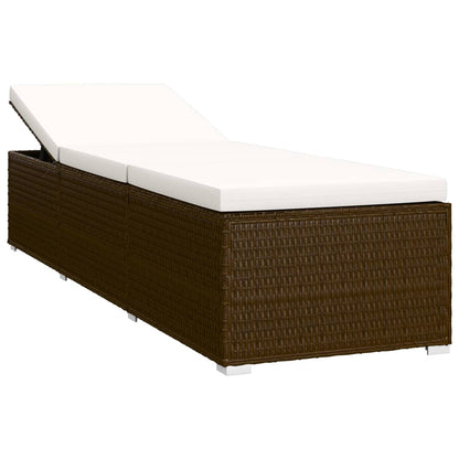 Sun Lounger Brown PE Rattan Standard Foldable Sun Lounger