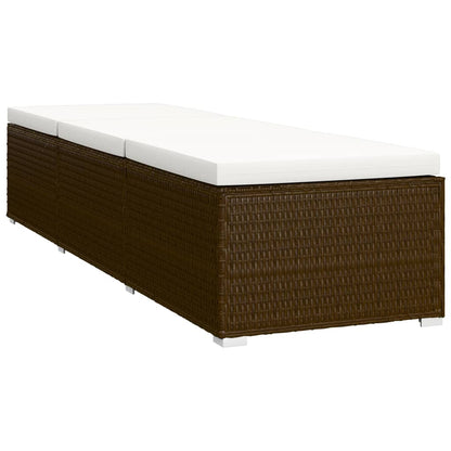 Sun Lounger Brown PE Rattan Standard Foldable Sun Lounger