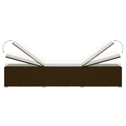 Sun Lounger Brown PE Rattan Standard Foldable Sun Lounger