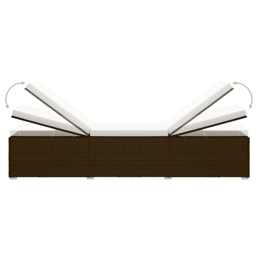 Sun Lounger Brown PE Rattan Standard Foldable Sun Lounger