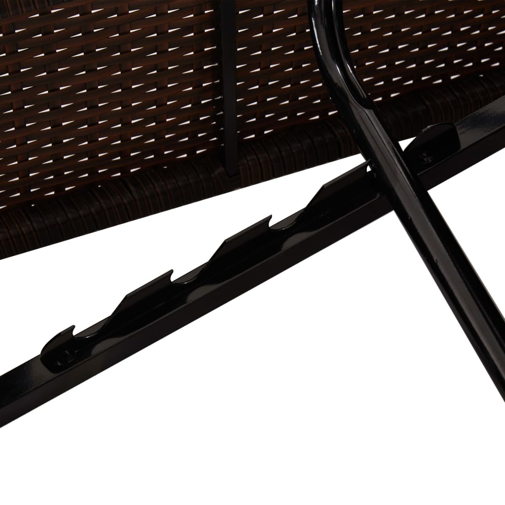 Sun Lounger Brown PE Rattan Standard Foldable Sun Lounger