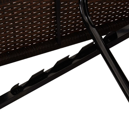 Sun Lounger Brown PE Rattan Standard Foldable Sun Lounger