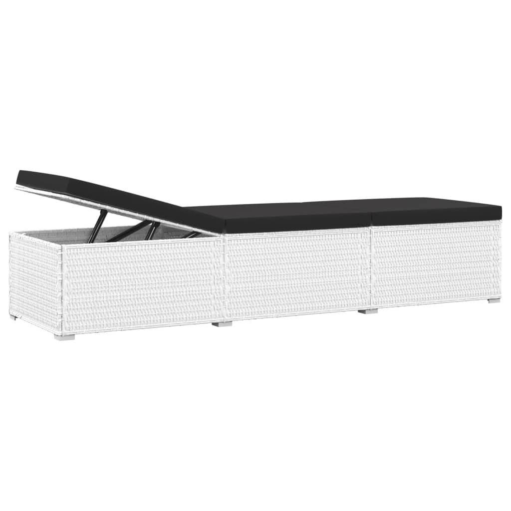 Sun Lounger White and Black