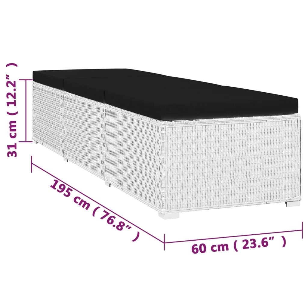 Sun Lounger White and Black