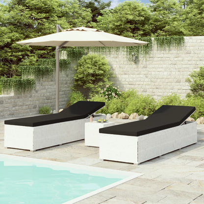 Sun Lounger White and Black