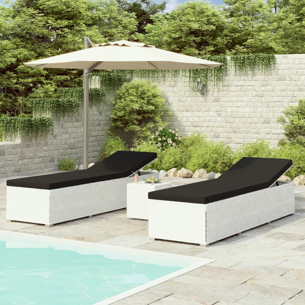 Sun Lounger White and Black
