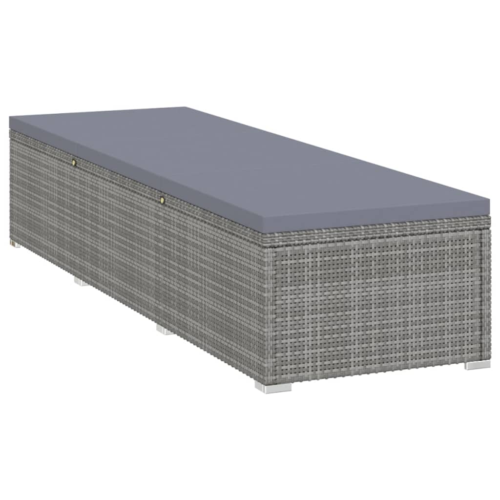 Sun Lounger Gray PE rattan Standard Adjustable Armrests