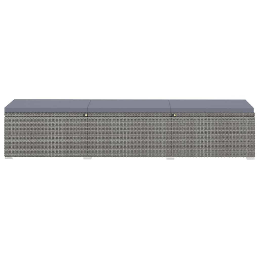 Sun Lounger Gray PE rattan Standard Adjustable Armrests