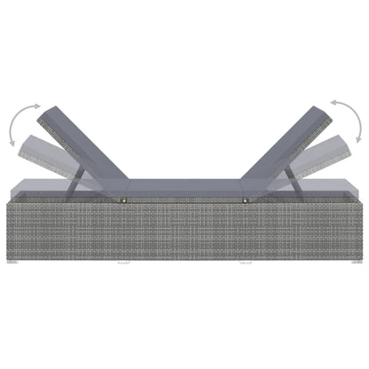 Sun Lounger Gray PE rattan Standard Adjustable Armrests