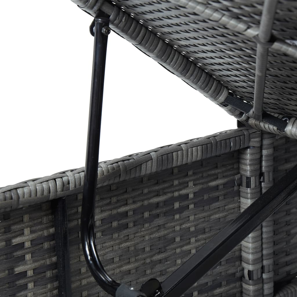 Sun Lounger Gray PE rattan Standard Adjustable Armrests