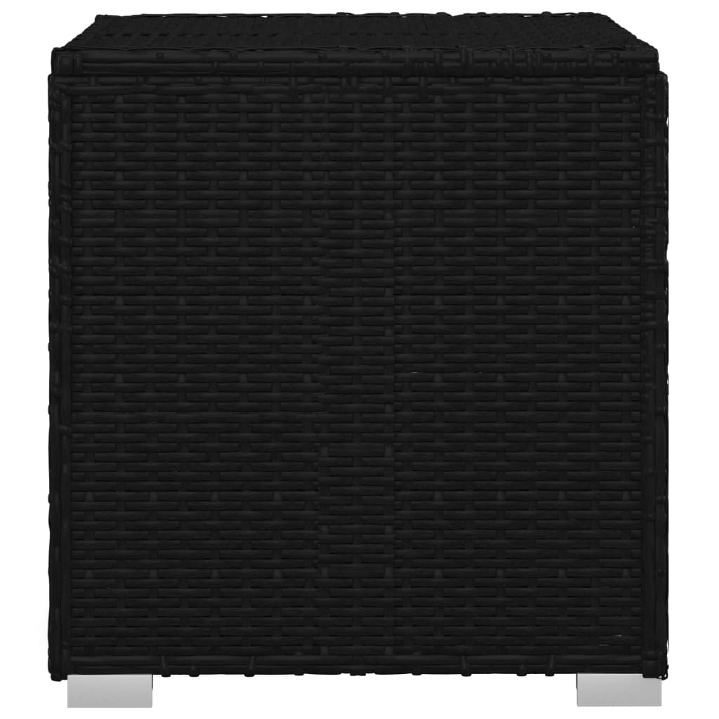 Sun Lounger Black Poly Rattan, Powder-Coated Steel, Polyester Large