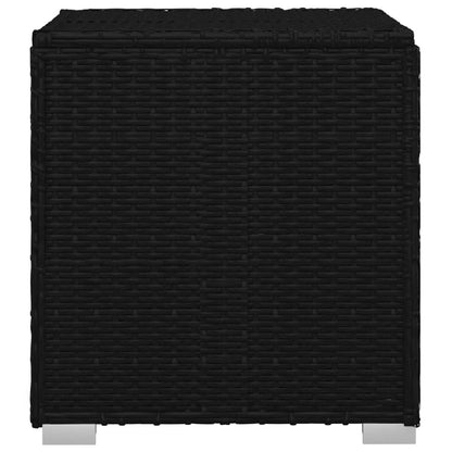 Sun Lounger Black Poly Rattan, Powder-Coated Steel, Polyester Large