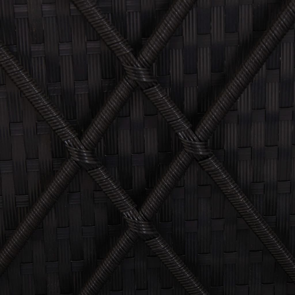 Sun Lounger Black Poly Rattan, Powder-Coated Steel, Polyester Large