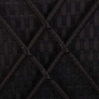 Sun Lounger Black Poly Rattan, Powder-Coated Steel, Polyester Large