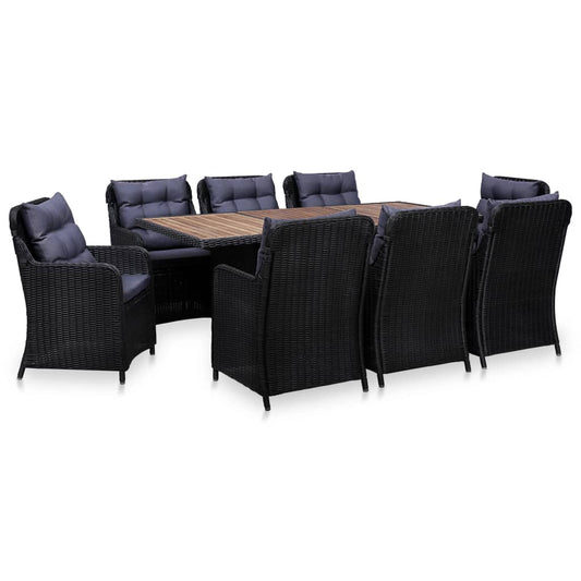 Outdoor Dining Set Black Powder-Coated Steel Large Durable