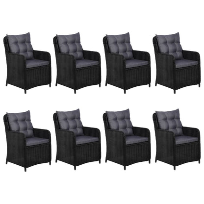 Outdoor Dining Set Black Powder-Coated Steel Large Durable