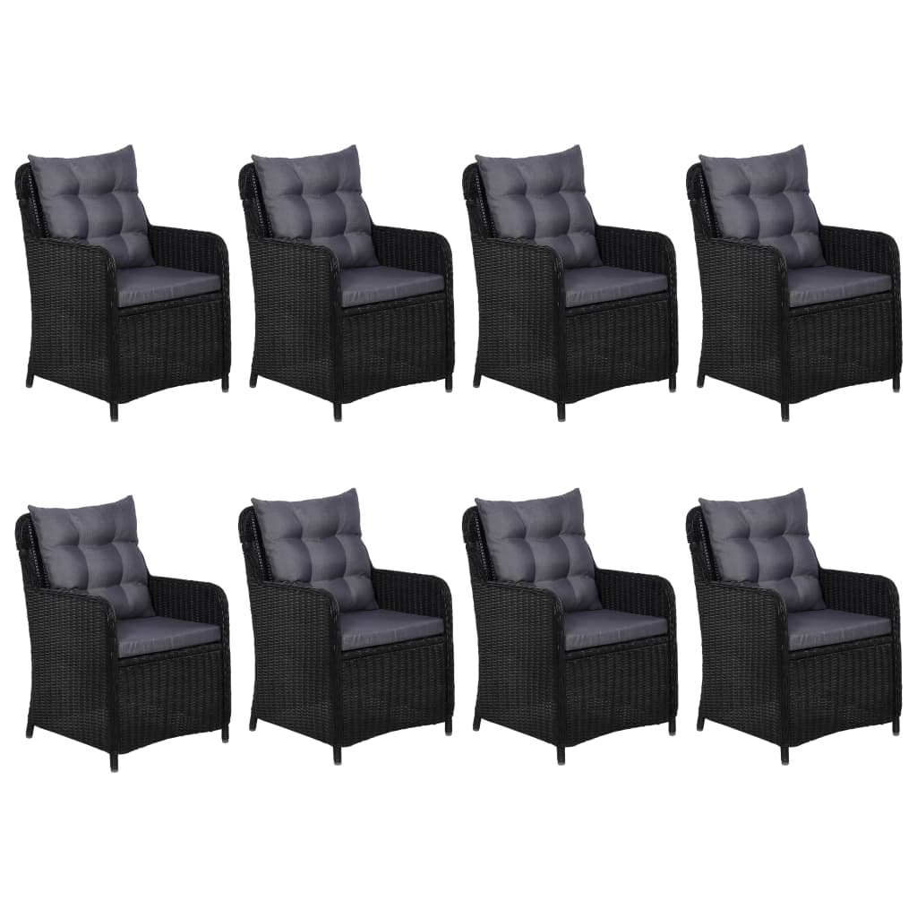 Outdoor Dining Set Black Powder-Coated Steel Large Durable