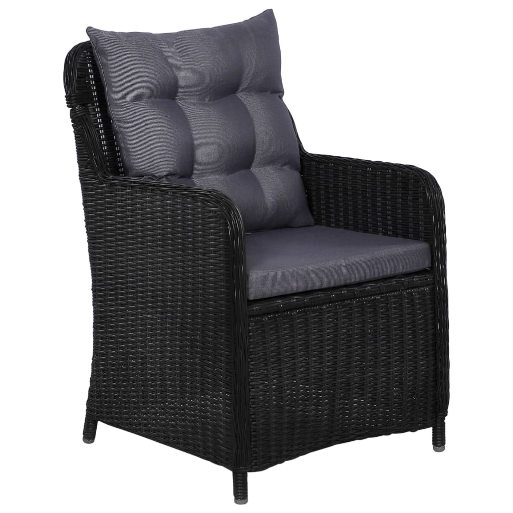 Outdoor Dining Set Black Powder-Coated Steel Large Durable