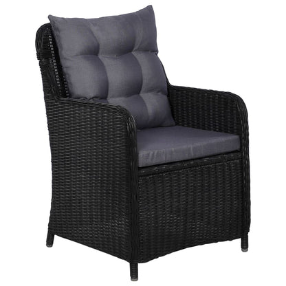 Outdoor Dining Set Black Powder-Coated Steel Large Durable