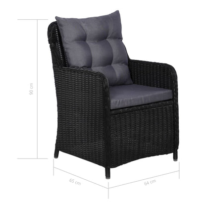 Outdoor Dining Set Black Powder-Coated Steel Large Durable