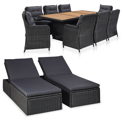 Outdoor Dining Set Black and dark grey